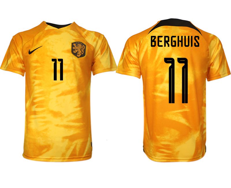 Cheap Men 2022 World Cup National Team Netherlands home aaa version yellow 11 Soccer Jerseys